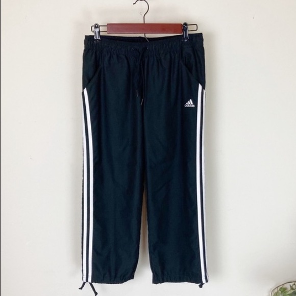Adidas Elastic Waist Draw String Striped Windpants - Picture 8 of 9